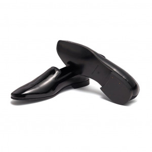 Black Patent Slip-On Tuxedo Shoe