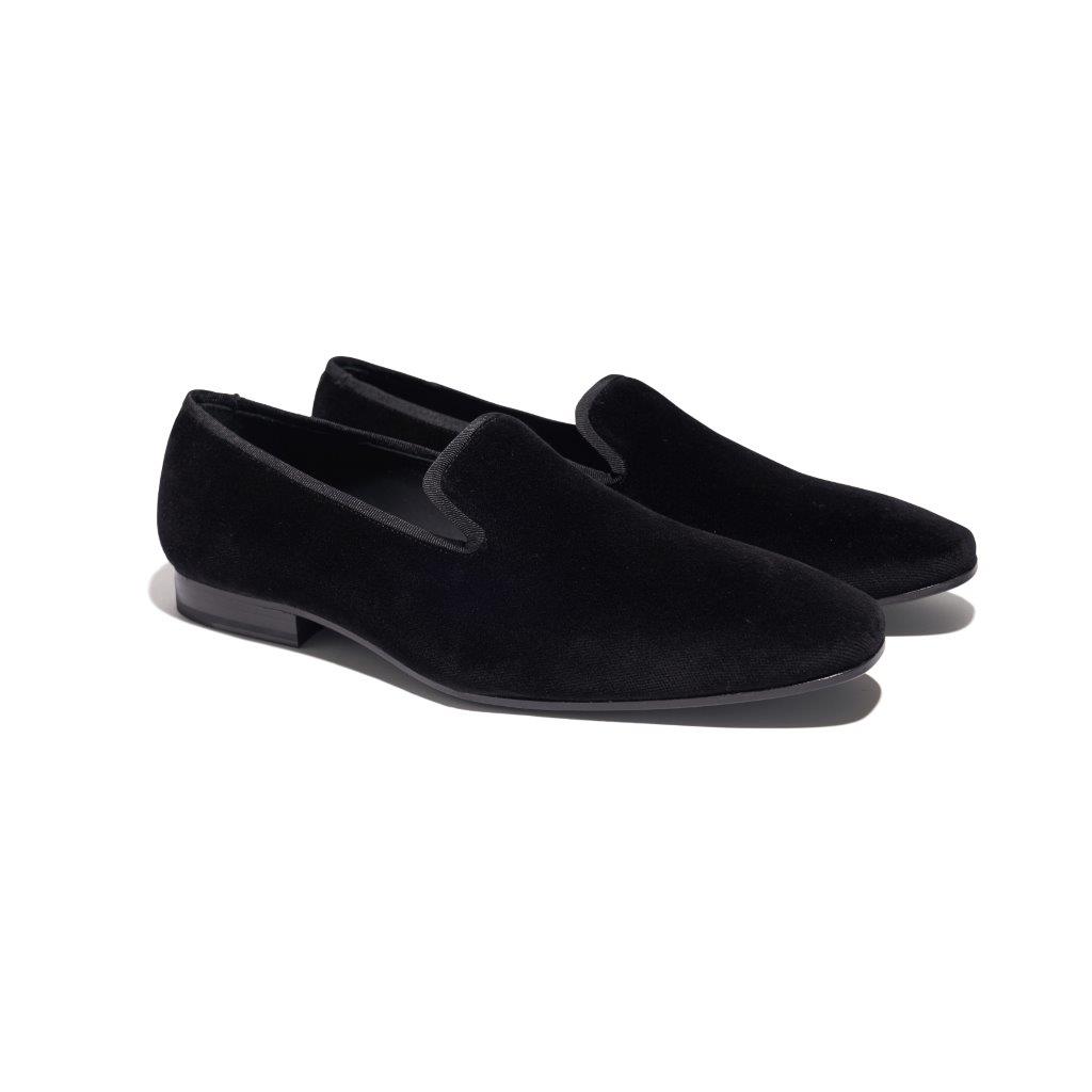 Black Velvet Slip-On Tuxedo Shoe