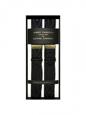 Black 32mm Moire Suspenders w Gold Hardware