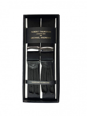 Black Silk Suspenders w Silver Hardware