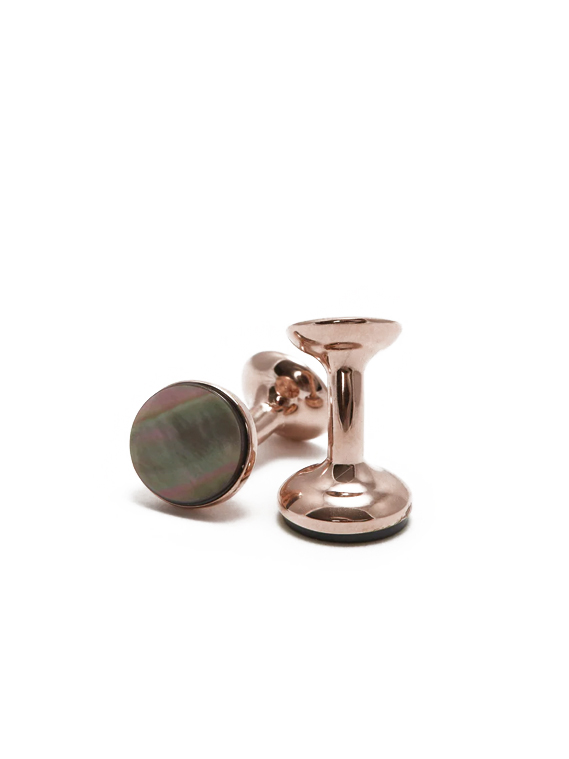 Smokey Mother of Pearl Cufflinks (Rose Gold)