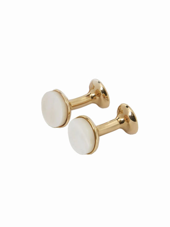 Mother of Pearl Cufflinks (Yellow Gold)