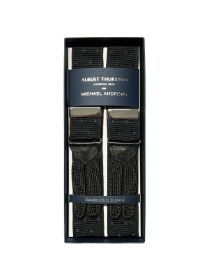 Black Mono Dot Suspenders w Silver Hardware