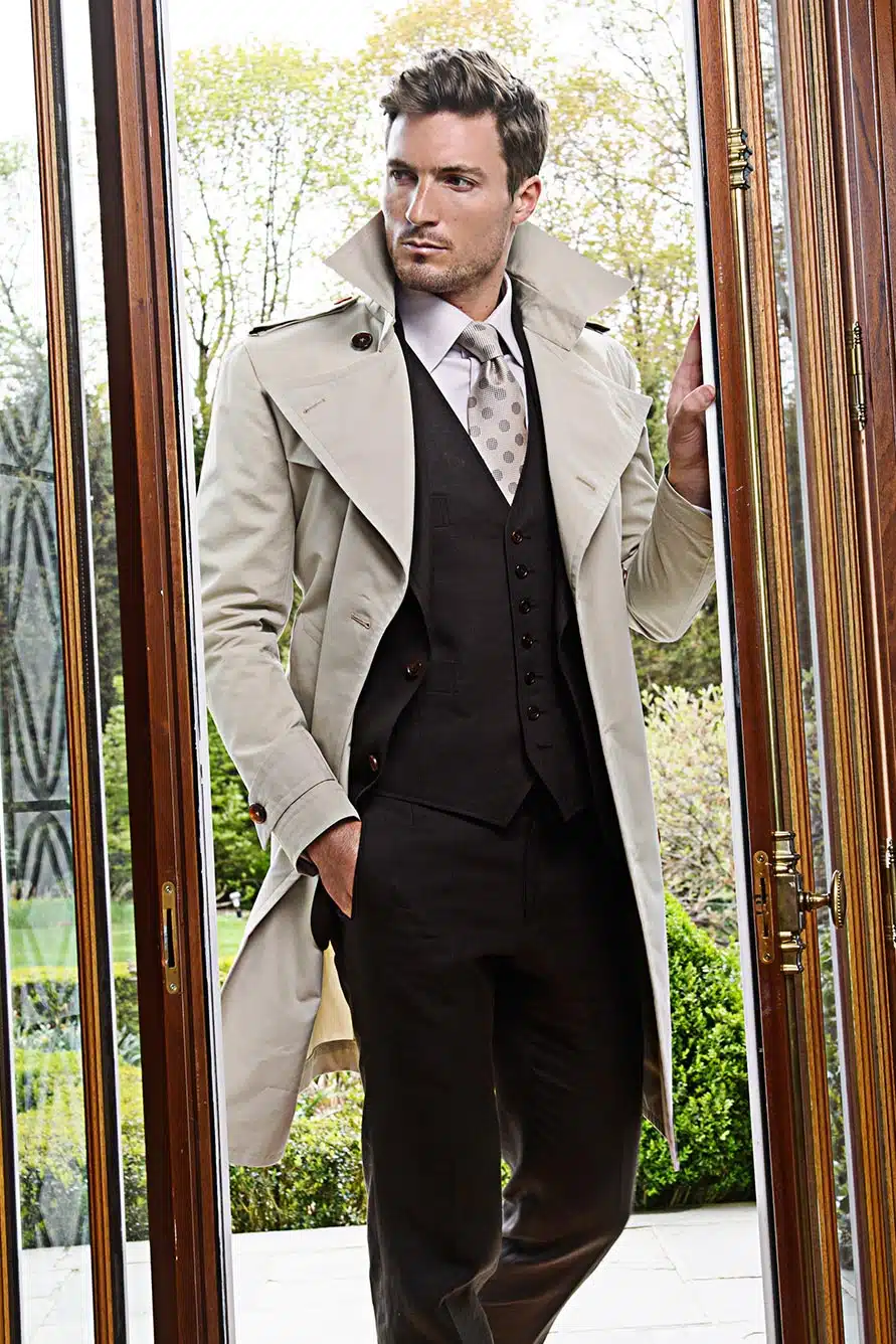 Michael Andrews Bespoke Khaki Trench Coat - Open