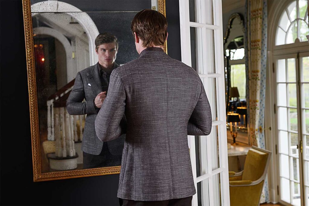 Matt in deep charcoal unstructured blazer