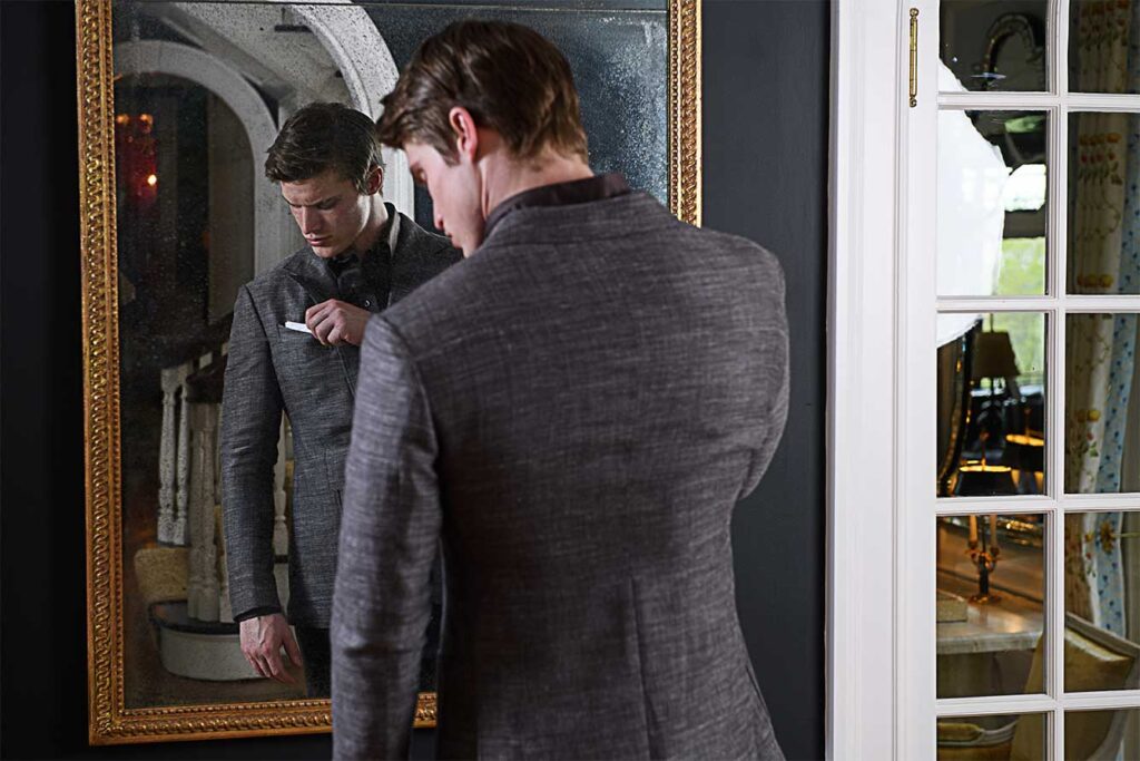 Matt in deep charcoal unstructured blazer