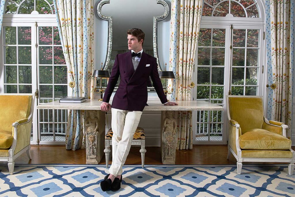 Matt in custom burgundy blazer