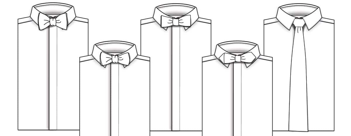 Tuxedo Accessories - Bowtie Styles, Drawing Tuxedo Accessories - Bowtie Styles, Drawing