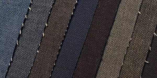 Different shades of denim fabric samples