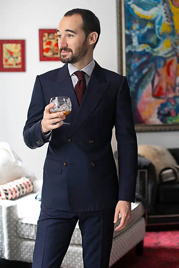 Julien in Blue Double-Breasted Suit from Michael Andrews Bespoke
