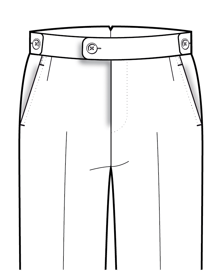 Pants with button adjusters