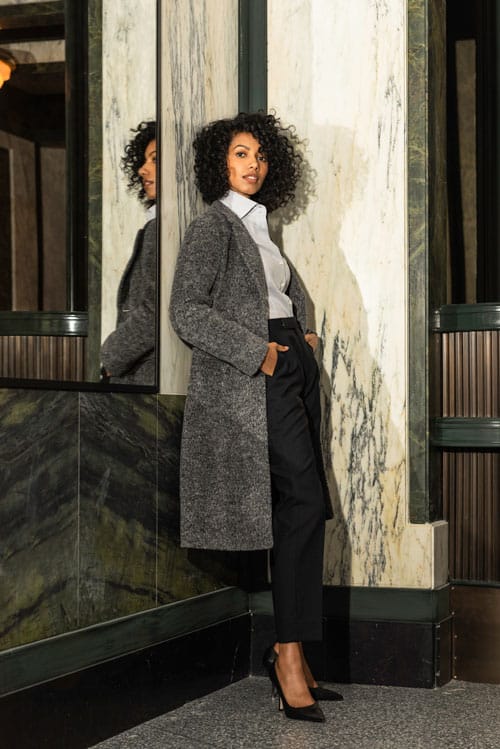 Women's custom grey overcoat, thumbnail