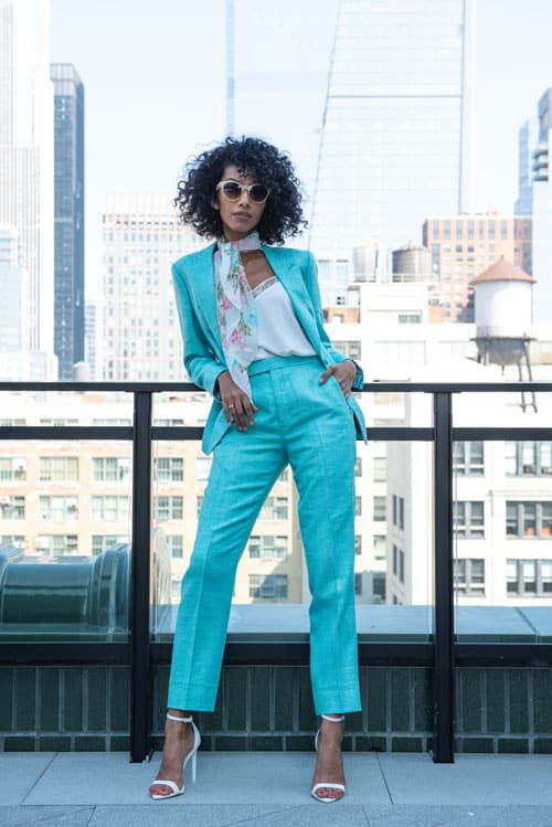 Women's custom turquoise suit, Thumbnail