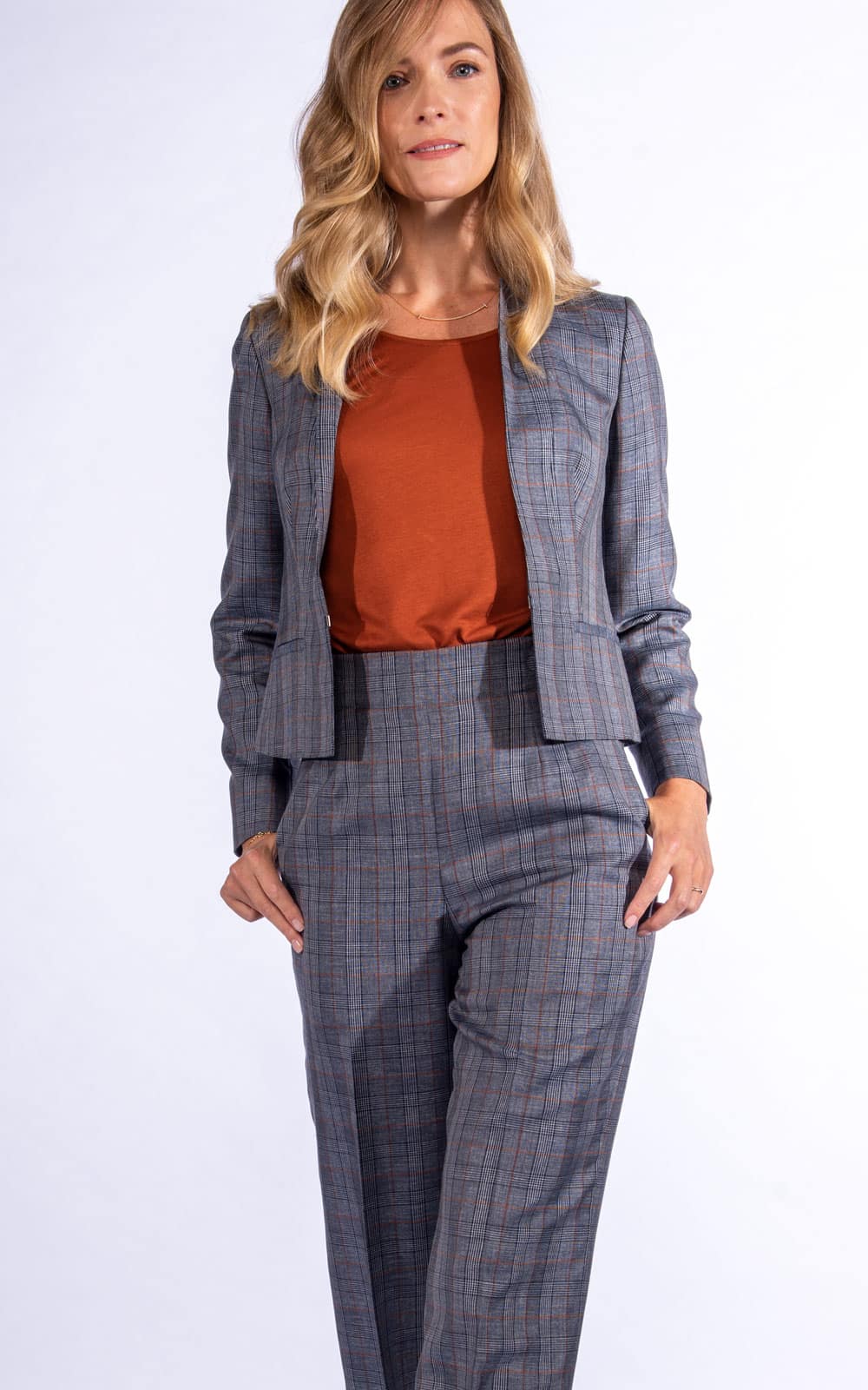 Womens Custom Blue Check Suit Women's Custom Blue Check Suit