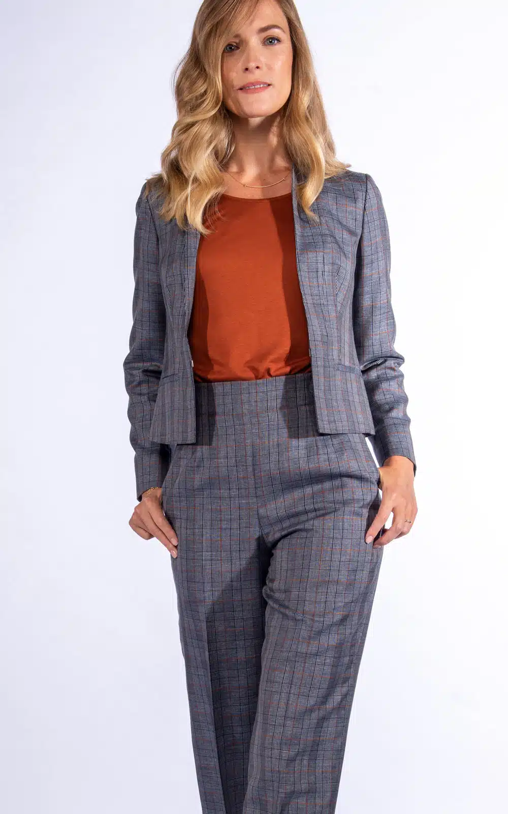 Women's Custom Blue Check Suit