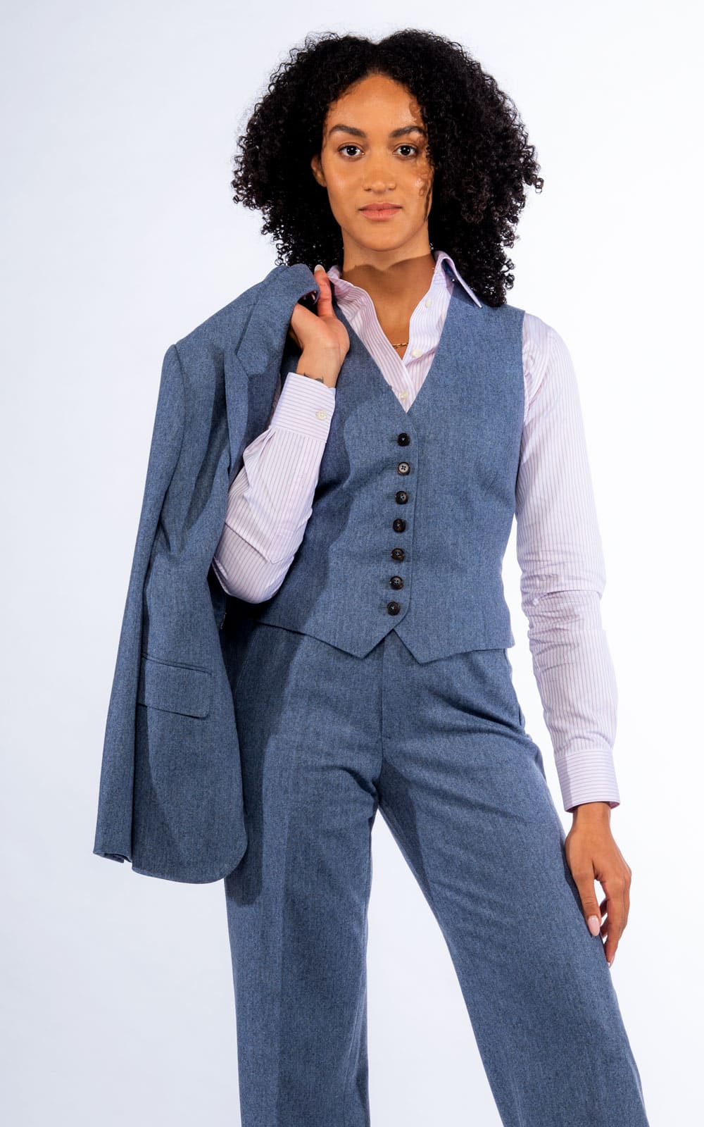 Women's Custom Blue Fannel Suit Women's Custom Blue Fannel Suit