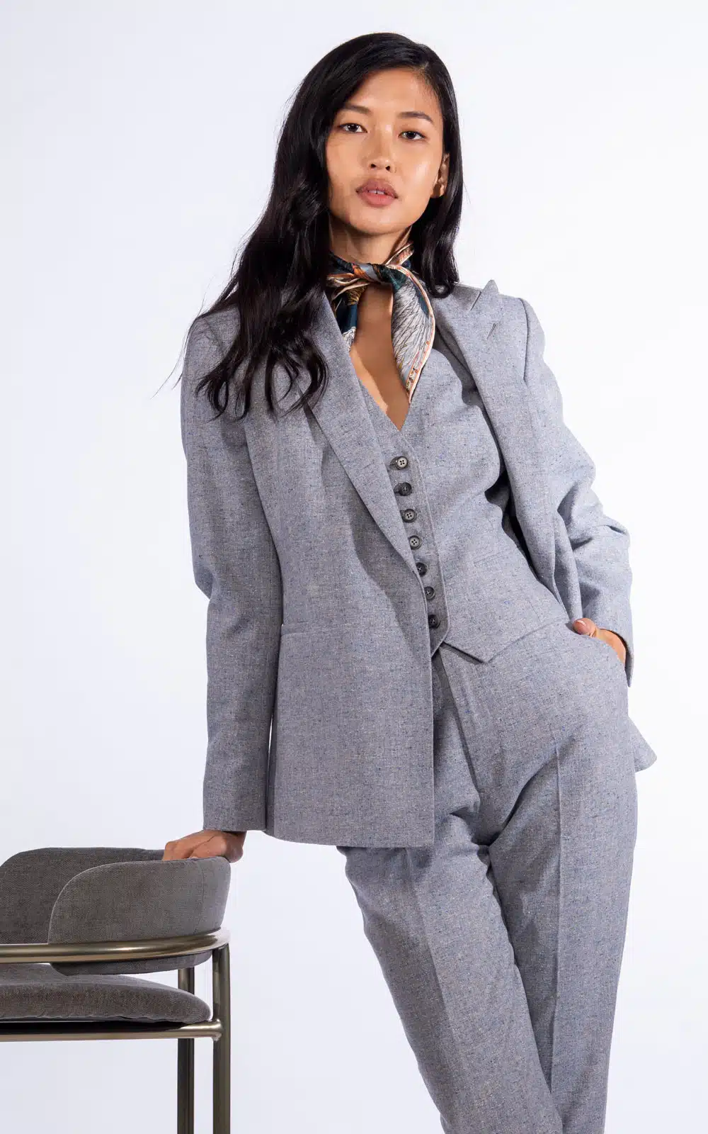 Women's Custom Grey Fannel Suit