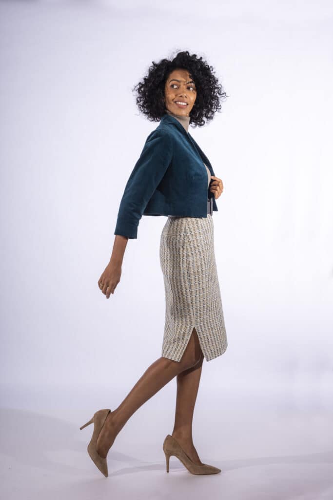 MAB Bespoke Womens - Teal cropped jacket