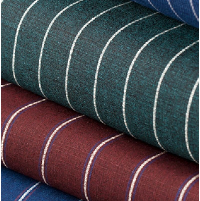 Striped fabric in green, maroon, and blue tones
