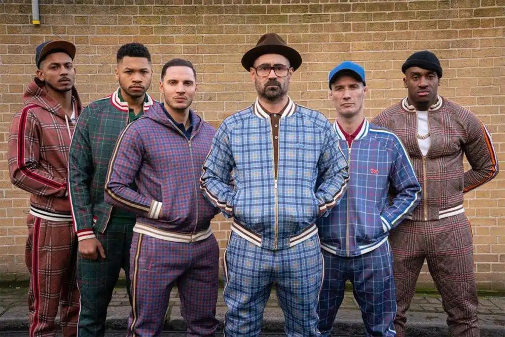 Colin Farrell as Coach Plaid Check Track Suit