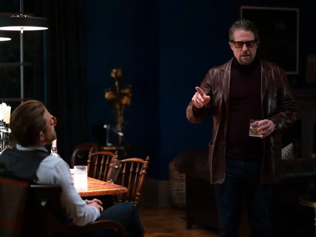 Hugh Grant Fletcher Red Turtleneck Sweater