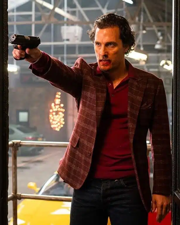 Matthew McConaughey Red Check Sport Coat Red Polo Knit Sweater
