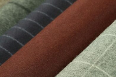 Close-up view of worsted wool flannel fabric