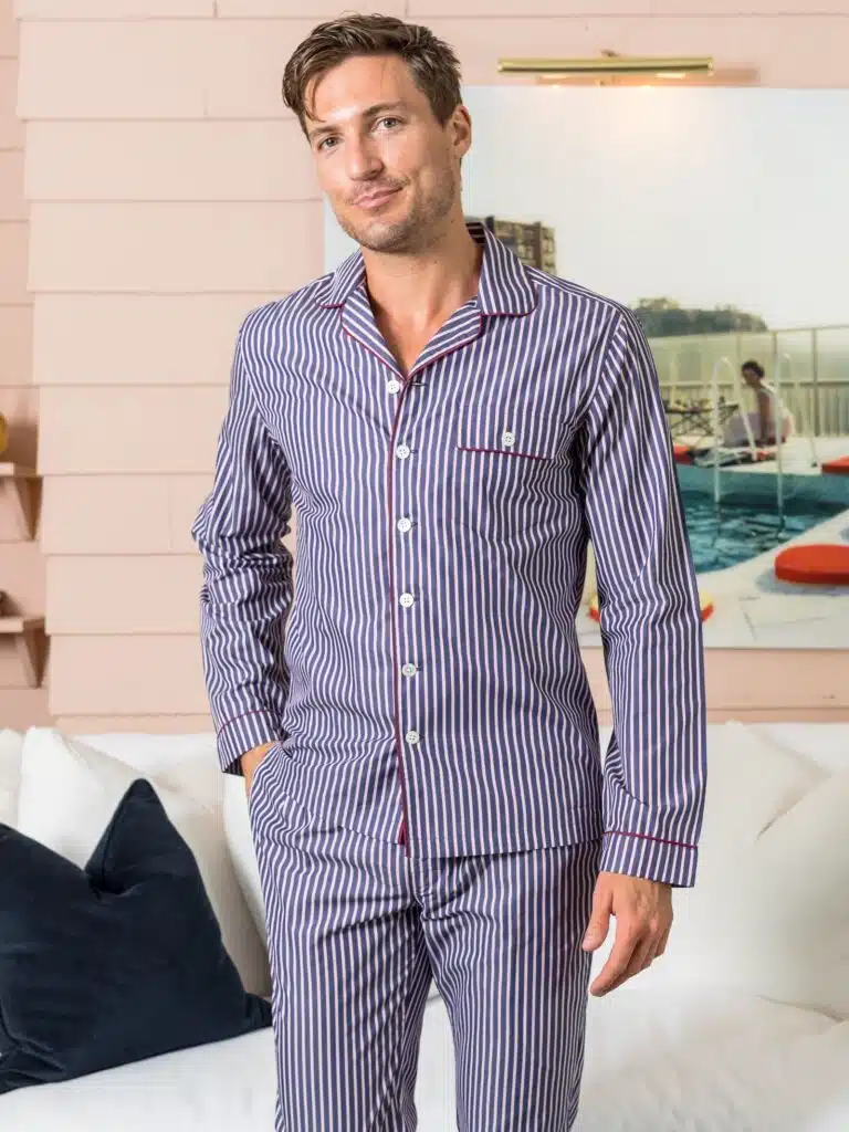 blue striped custom pajamas
