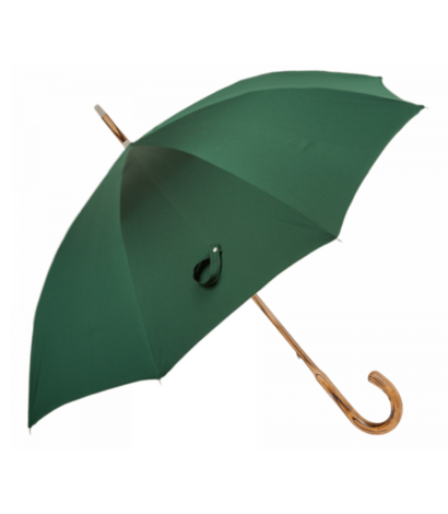 (product) Passotti Ombrelli Forest Green, Red Dots Umbrella With Hickory Handle
