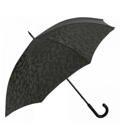 Black camouflage umbrella with black padded leather handle