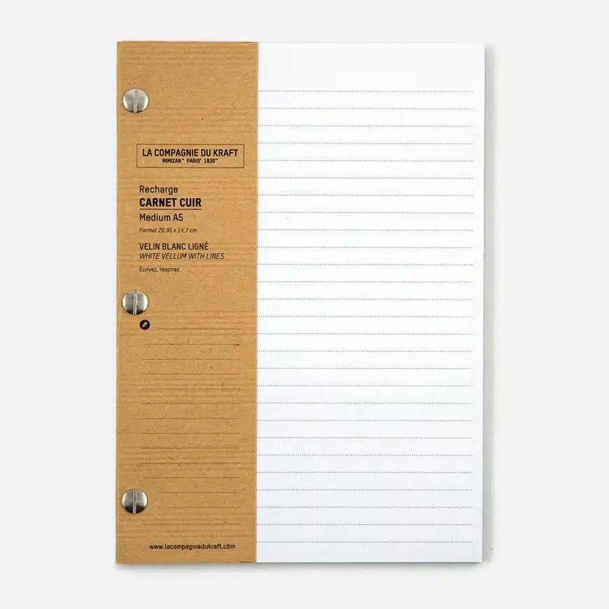 (product) La Compagnie du Kraft Notebook Refill - White Lined