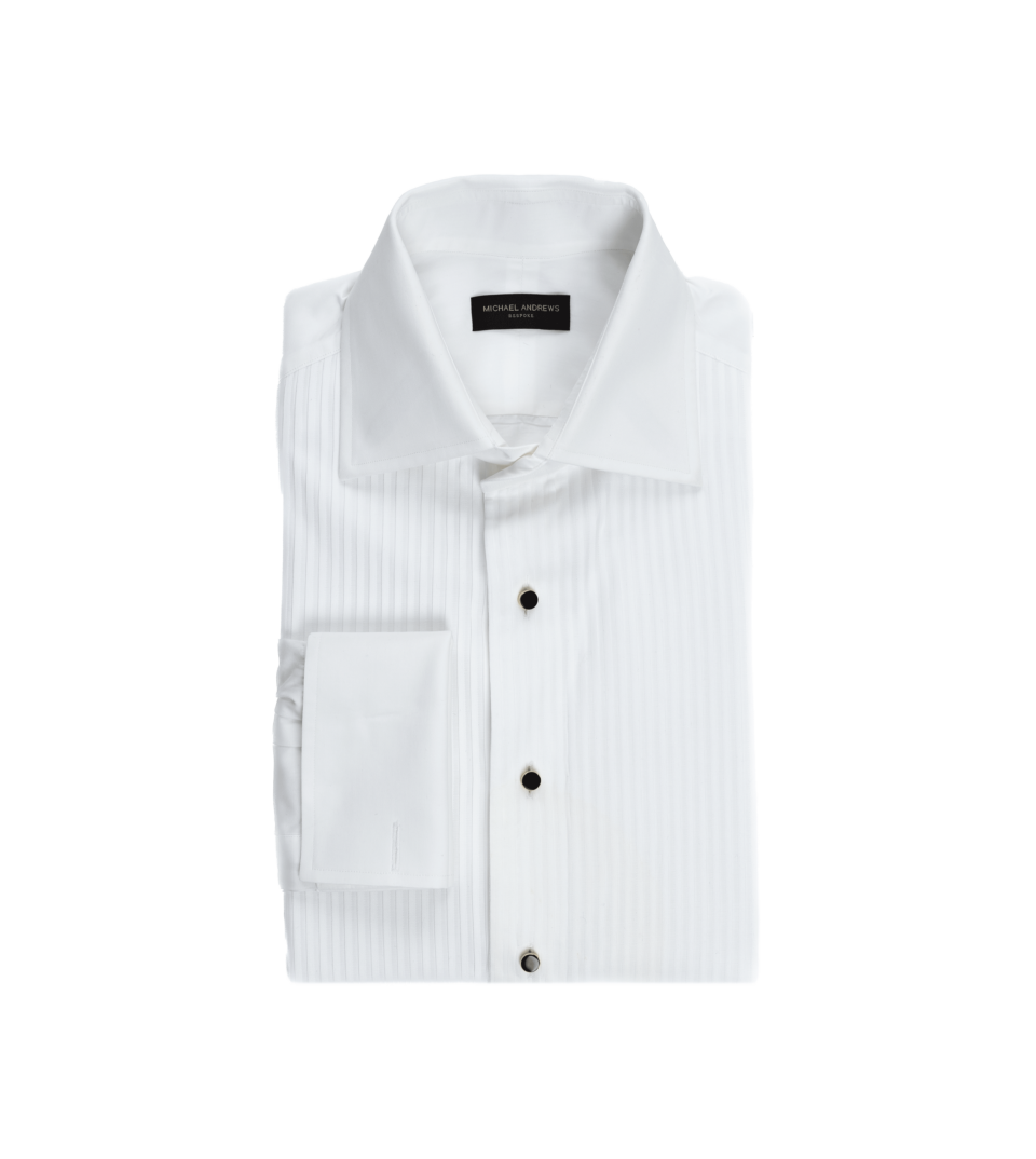 White Plisse Front Tuxedo Shirt - He Spoke Style Shop