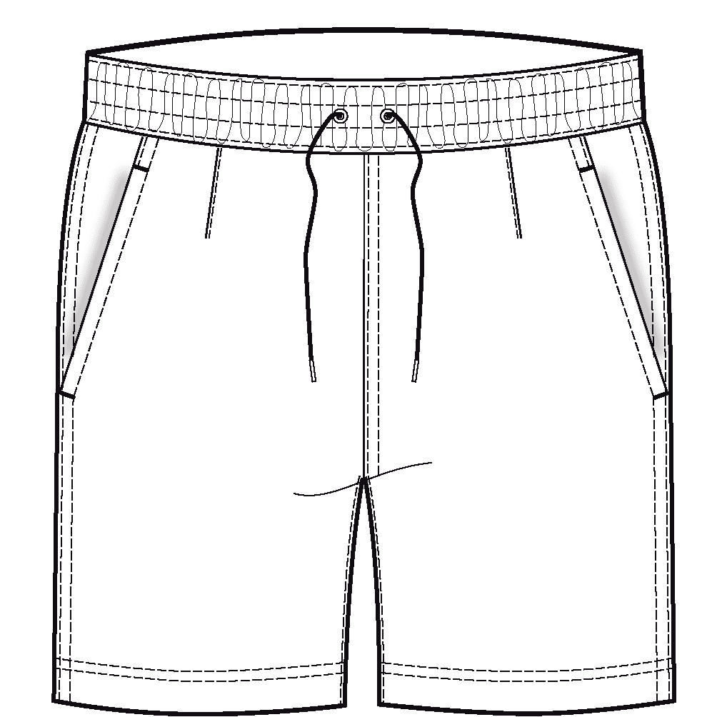 Elastic-Waist Swim Shorts Back Illustration