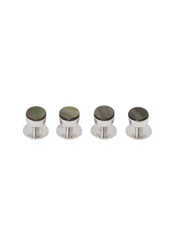 (product) Smokey Mother of Pearl Tuxedo Studs (White Rhodium)