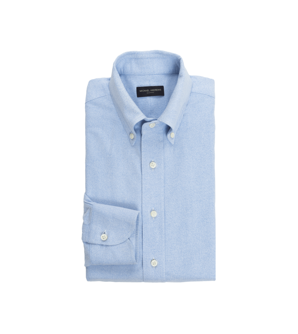 Light Blue Brushed Cotton Oxford Cloth Button-Down Dress Shirt - He Spoke Style Shop