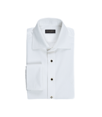 White Self-Textured Tuxedo Shirt - He Spoke Style Shop