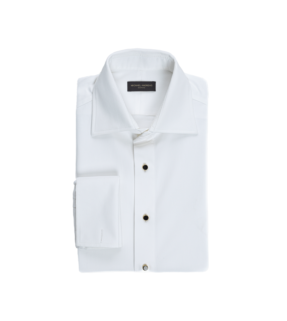 White Self-Textured Tuxedo Shirt - He Spoke Style Shop