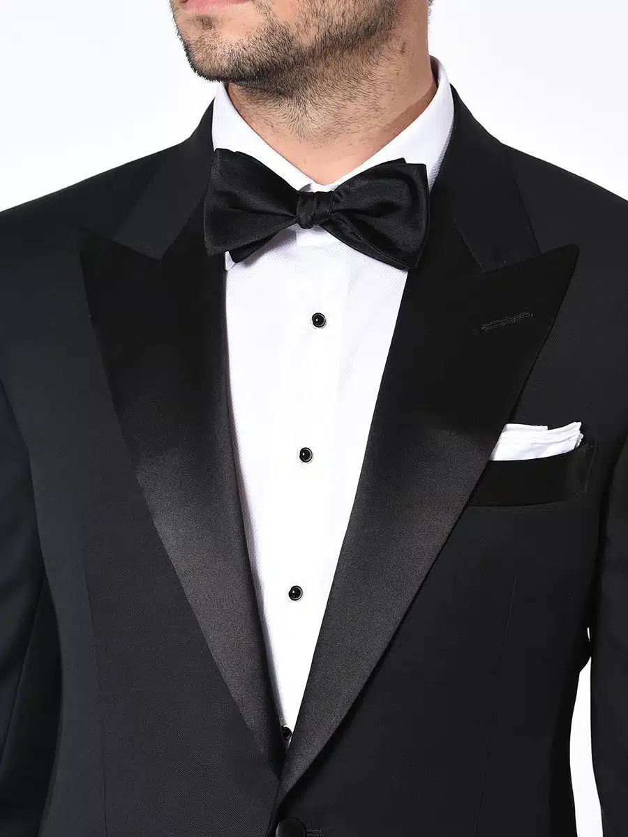 Black Silk Satin Self-Tie Bowtie (2 1/2