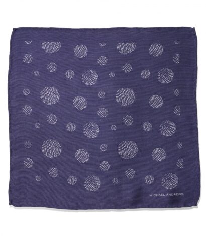 (product) Blue Retro Geometic Print Pocket Square - custom suits nyc bespoke tailor midtown, noho