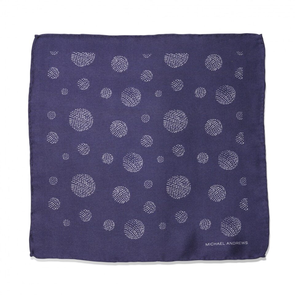 (product) Blue Retro Geometic Print Pocket Square