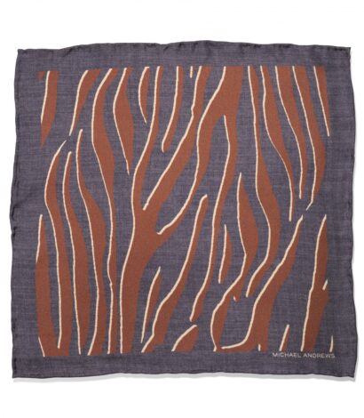 (product) Black, Brown & Ivory Tiger Print Pocket Square