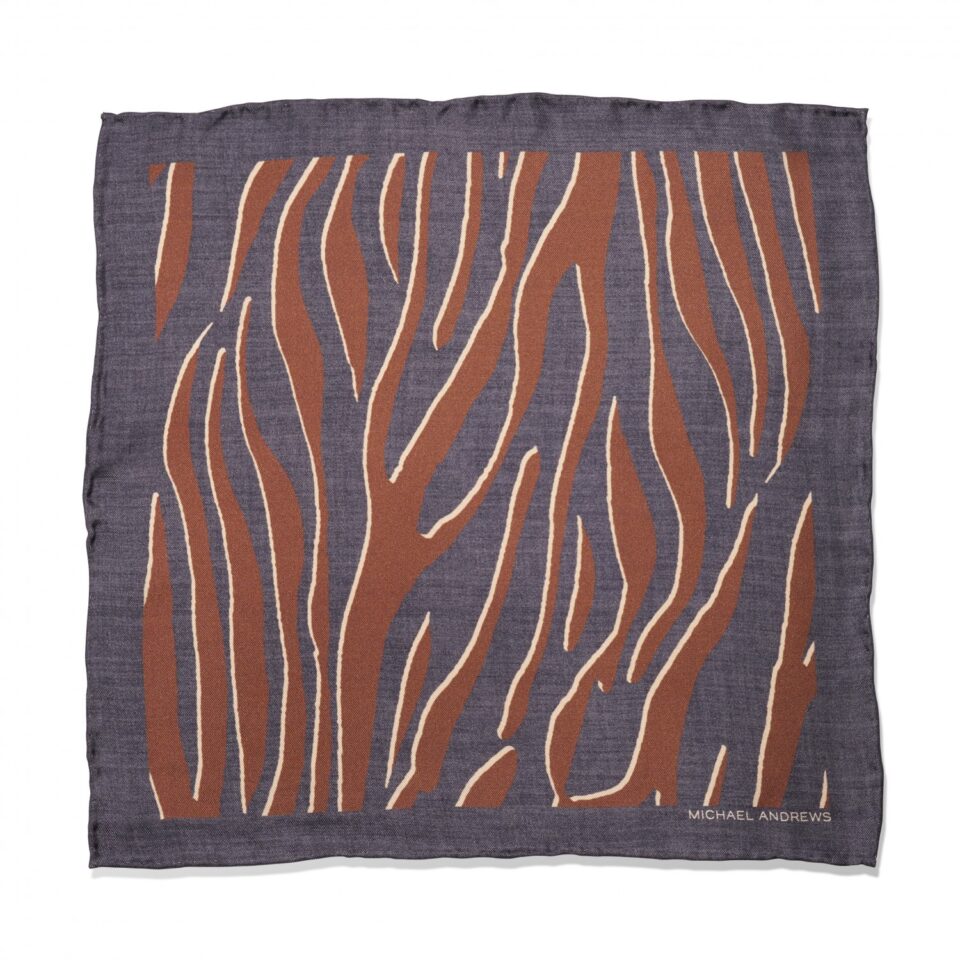 (product) Black, Brown & Ivory Tiger Print Pocket Square