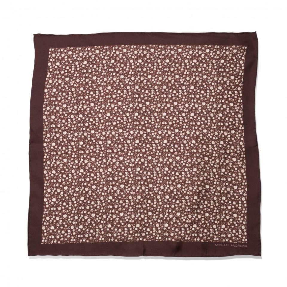 (product) Brown Small Floral Pocket Square