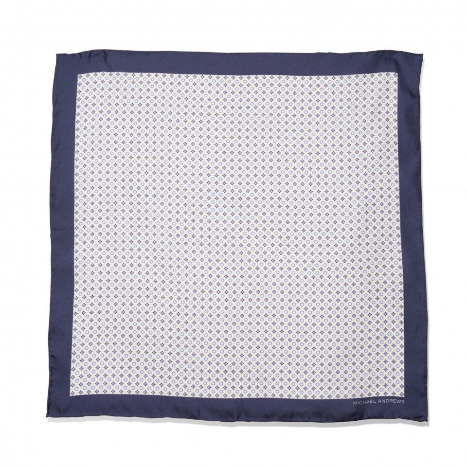 (product) Navy & Blue Geometric Pocket Square