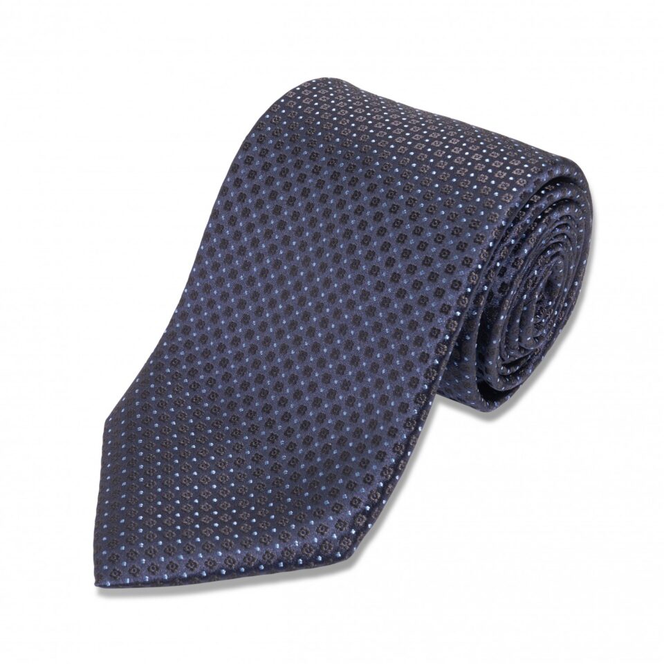 Navy with Gray and Light Blue Dots Silk Necktie