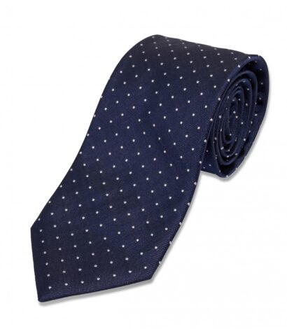 Navy Blue Pin Dot Silk Necktie
