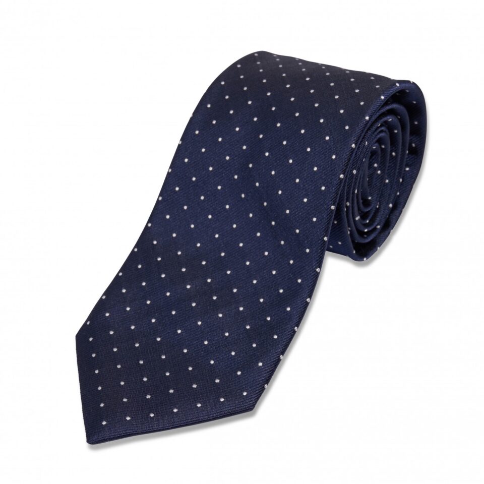 Navy Blue Pin Dot Silk Necktie