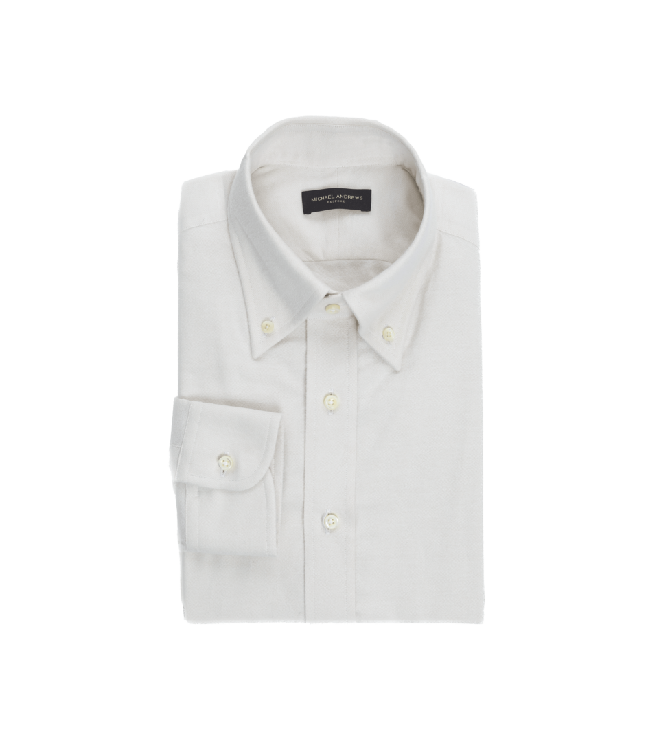 Cream Brushed Cotton Oxford Cloth Button-Down Shirt - He Spoke Style Shop
