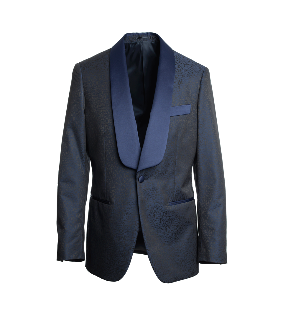 (product) Blue Jacquard Dinner Jacket by He Spoke Style