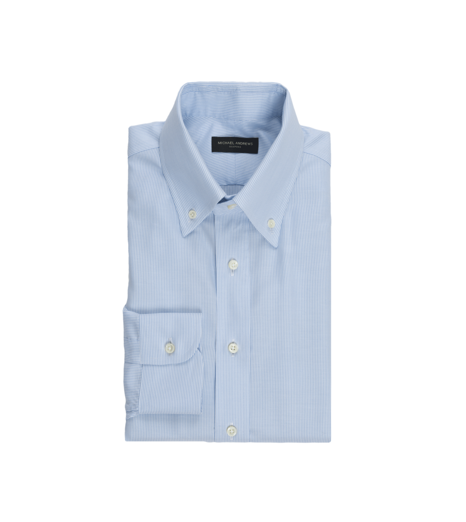 Light Blue Microstripe Oxford Cloth Button Down Dress Shirt